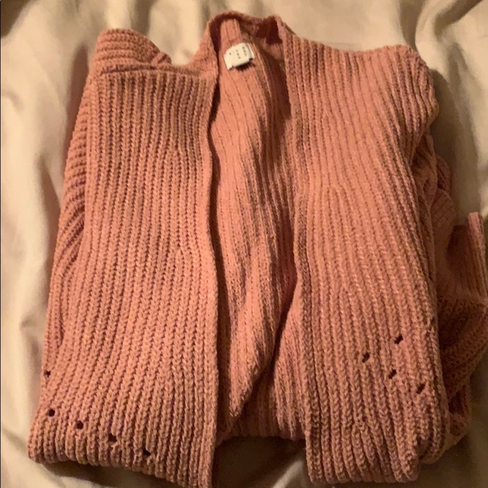 Pink puff sleeve cardigan